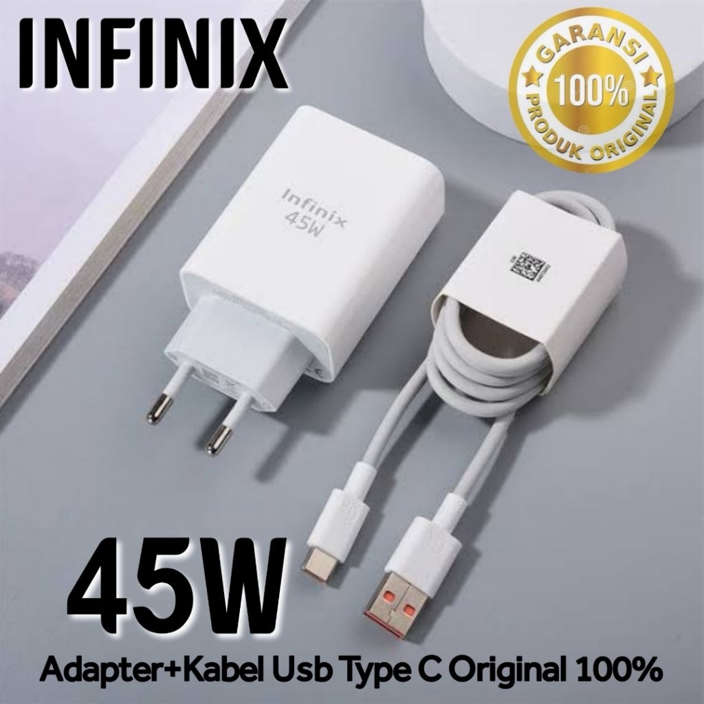 Charger 45W Infinix Note 50s Original 100% Usb Type C Fast Charging 45 Watt