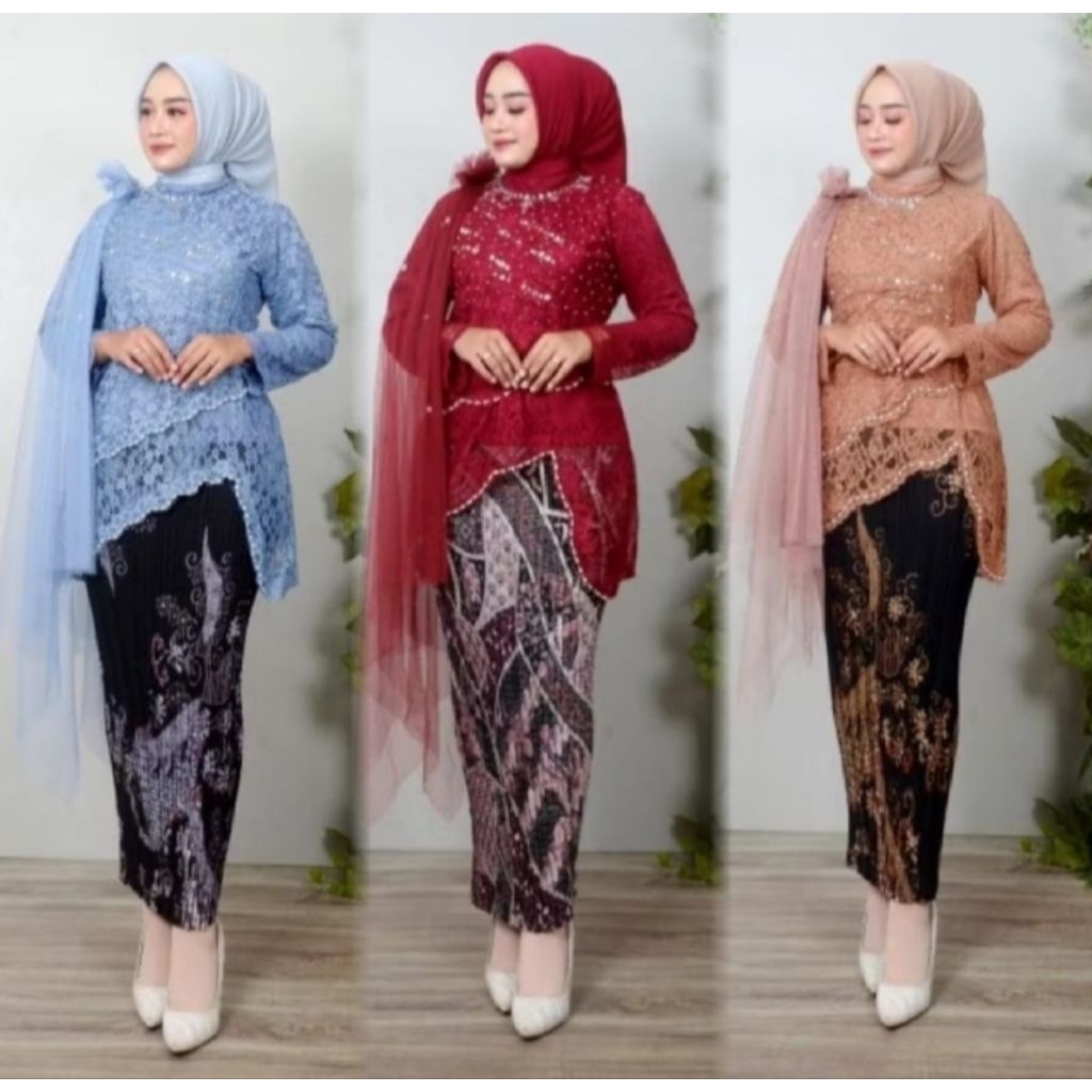 Setelan Kebaya Brokat Payet Nasya / Kebaya Wisuda / Kebaya Terbaru / Kebaya Cantik