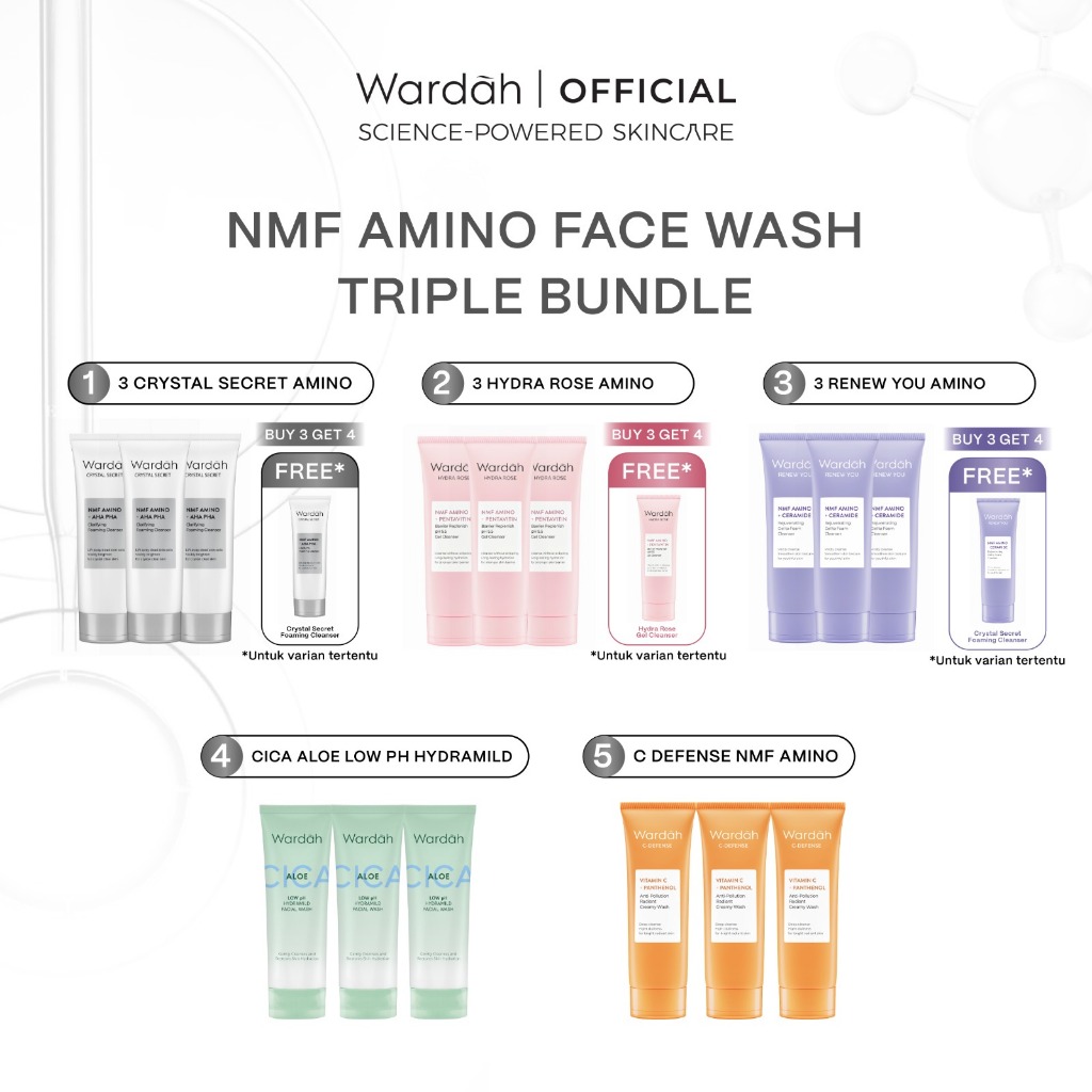 Wardah 100rb-an Sabun Cuci Muka Setahun Gentle Facial Wash Low PH Series 100 ml (NMF Amino Crystal S
