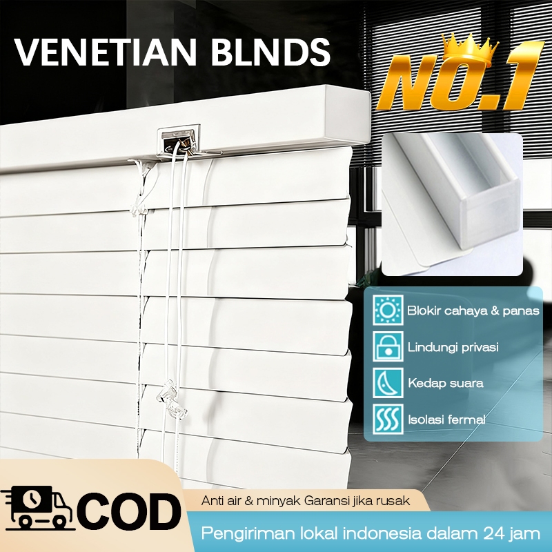 Tirai Venesia Aluminium UKURAN CUSTOM, Desain Elegan Minimalis untuk Jendela Rumah & Kantor - Tirai 