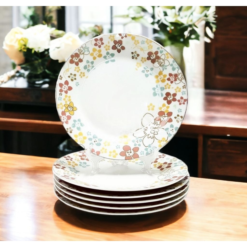 Piring VICENZA, tipe piring makan diameter 10.5 inch B16 Poppy set 6 pcs piring Poppy alat makan por
