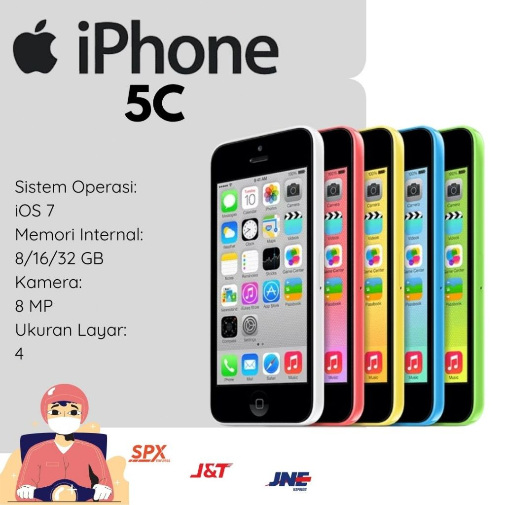HP APPLE IP 5C 8GB/16GB/32GB BARANG BEKAS / SECOND BERGARANSI JARINGAN WIFI ONLY