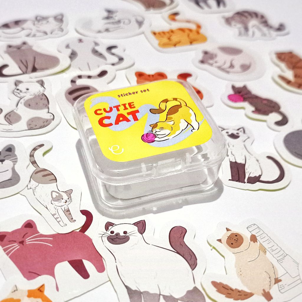 

[ELAVO] Cutie Cat Stiker Lucu Deco Sticker DIY Scrapbook Planner Diary Dekorasi Aesthetic