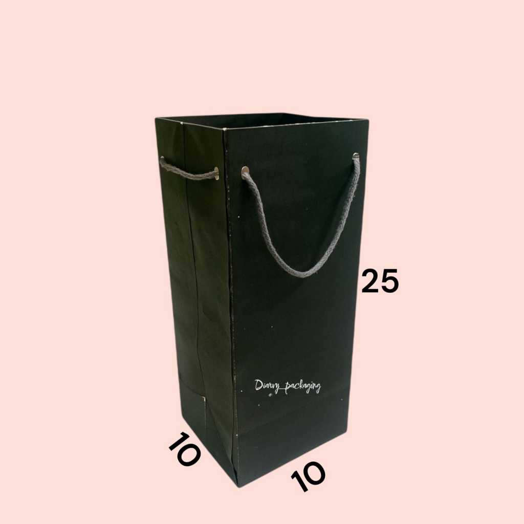Paper bag HITAM BOTOL 10x25 | Paper bag  minuman | Tas kertas polos Kraft | Paper bag Tumbler | Pape