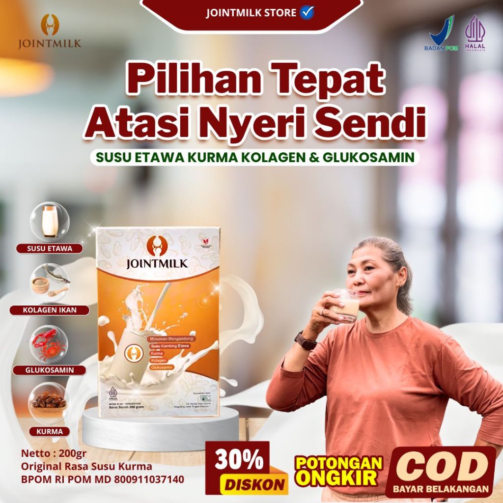 

Jointmilk - Susu Etawa Kurma Kolagen & Glukosamin - Meregenerasi Sel Tulang Rawan & Persendian