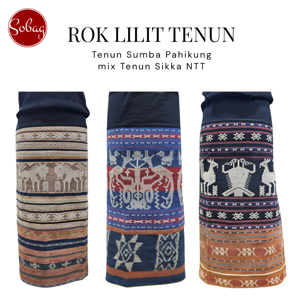 ROK LILIT TENUN NTT Wanita Etnik Tenun Sumba mix Tenun Sikka Polosan Linen