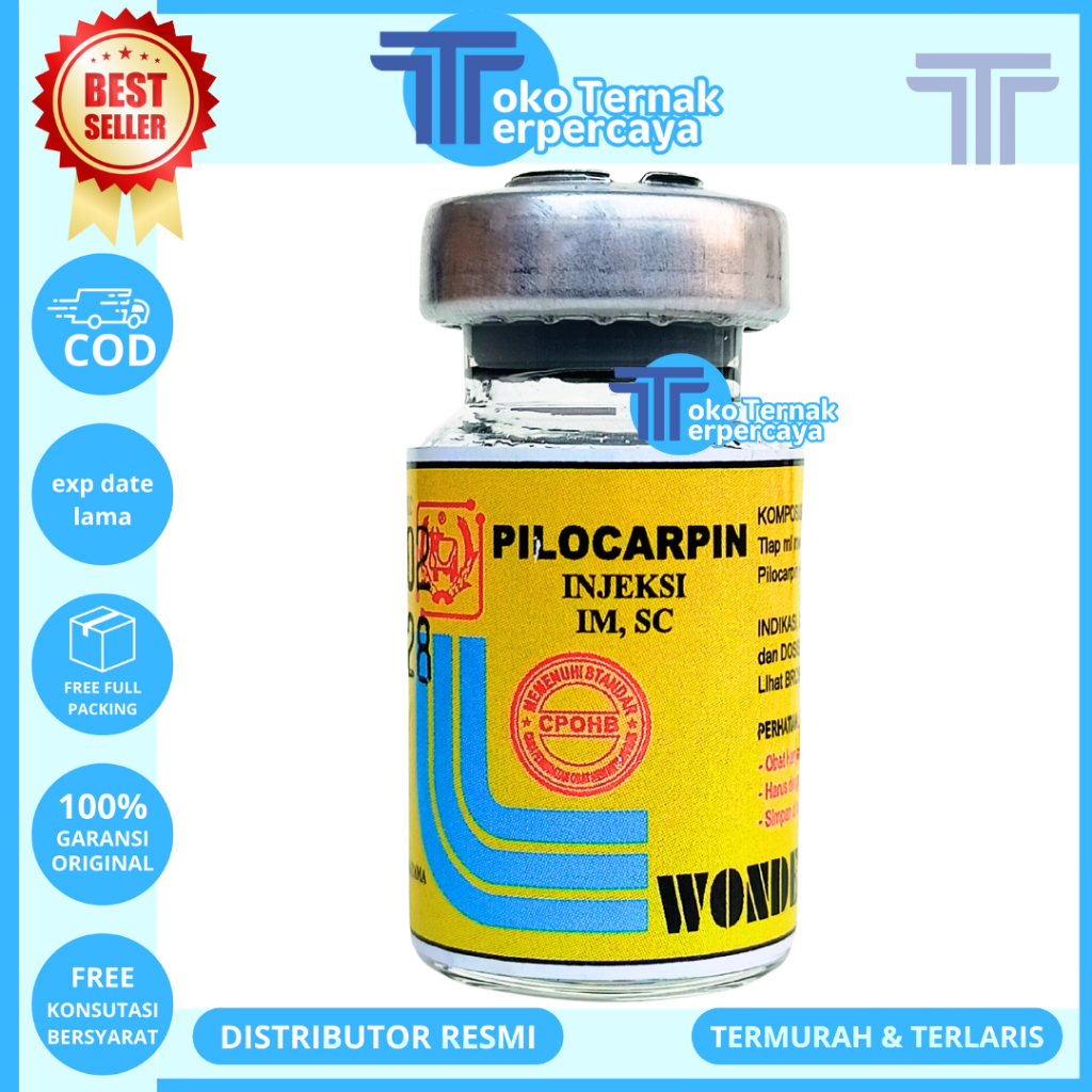 PILOCARPIN INJ 5ML WONDER - Obat Kembung Hewan & Kolik Sapi Kuda Kambing Domba Anjing Kucing