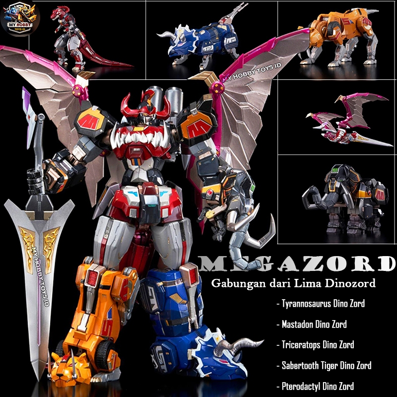 Flame Toys KO Version Figure Power Rangers Dino Megazord Robot Combine Dinosaurus T-Rex Grimlock