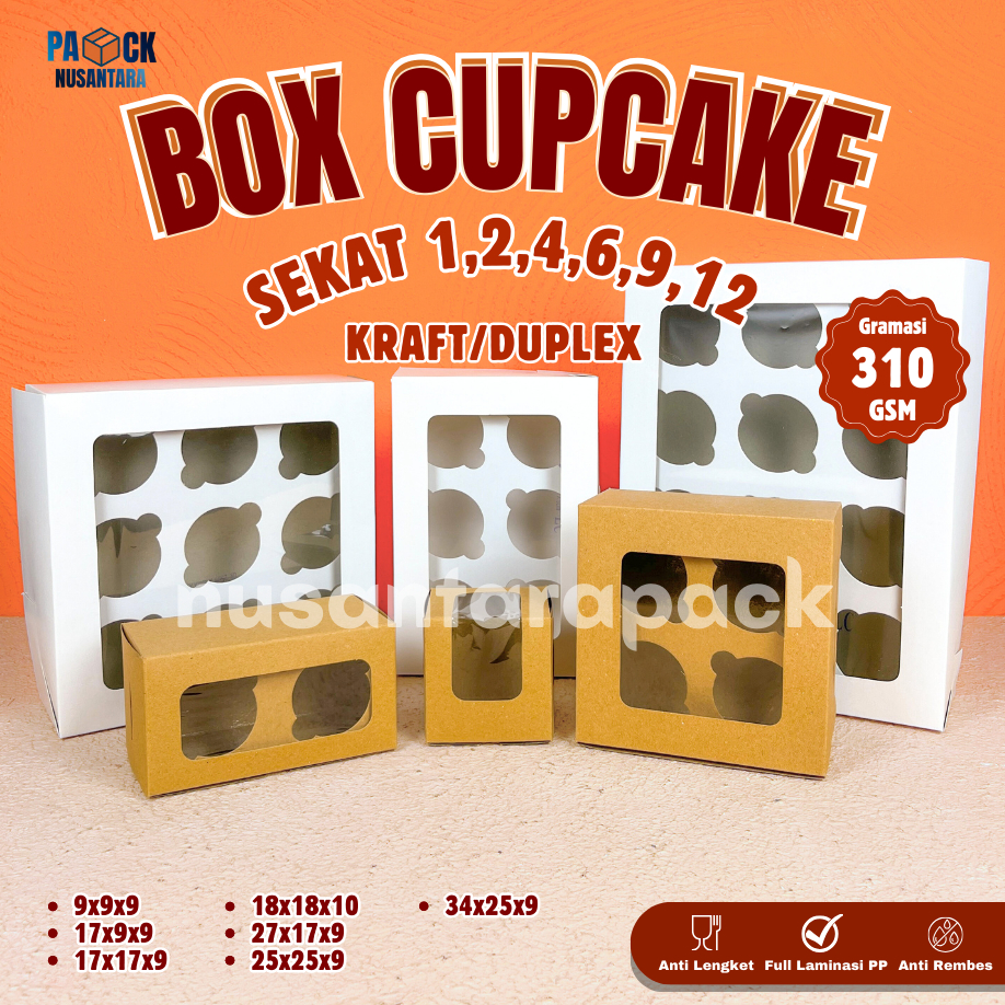 

Box Cupcake Kraft Coklat Duplex Sekat Lubang 1 2 4 6 9 12 Kotak Kemasan Pudding Kue Bolu Muffin
