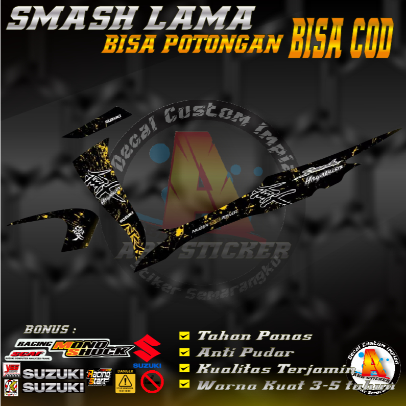 Stiker Decal Motor Suzuki SMASH LAMA - Decal Stiker SMASH LAMA Anti Luntur |KODE A225