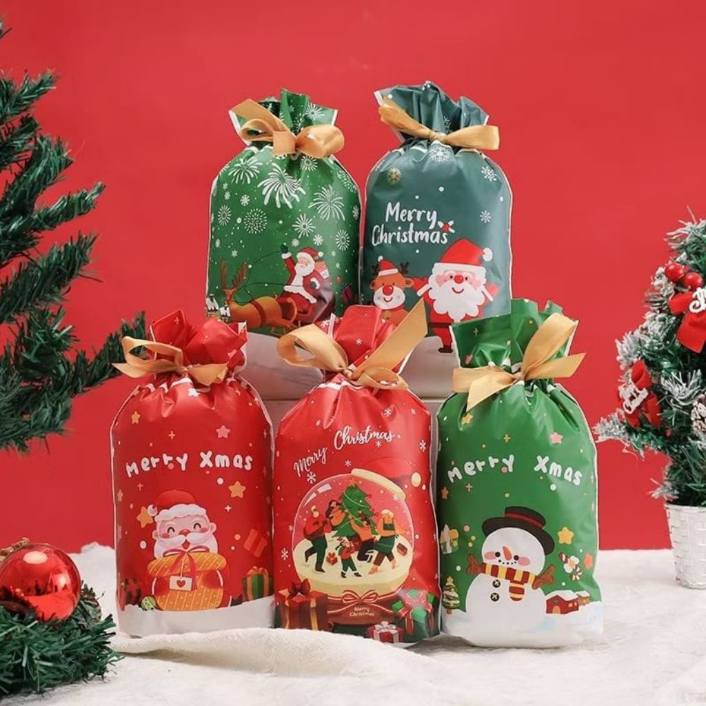 

Christmas Goodie Bag Cookies Plastik Serut Natal Lucu Plastik Permen Plastik Coklat (PER 10 PCS)