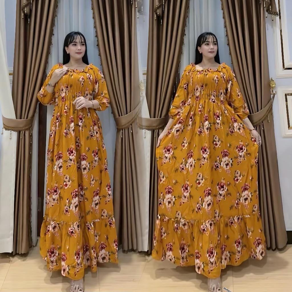 Dress Smoke Bunga Kuning Virallll
