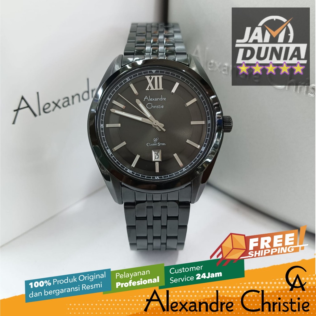 JAM TANGAN ANALOG PRIA ALEXANDRE CHRISTIE ORIGINAL STAINLES 8690 AC 8690 AC8690 ACF8690 JAM AC CT B0