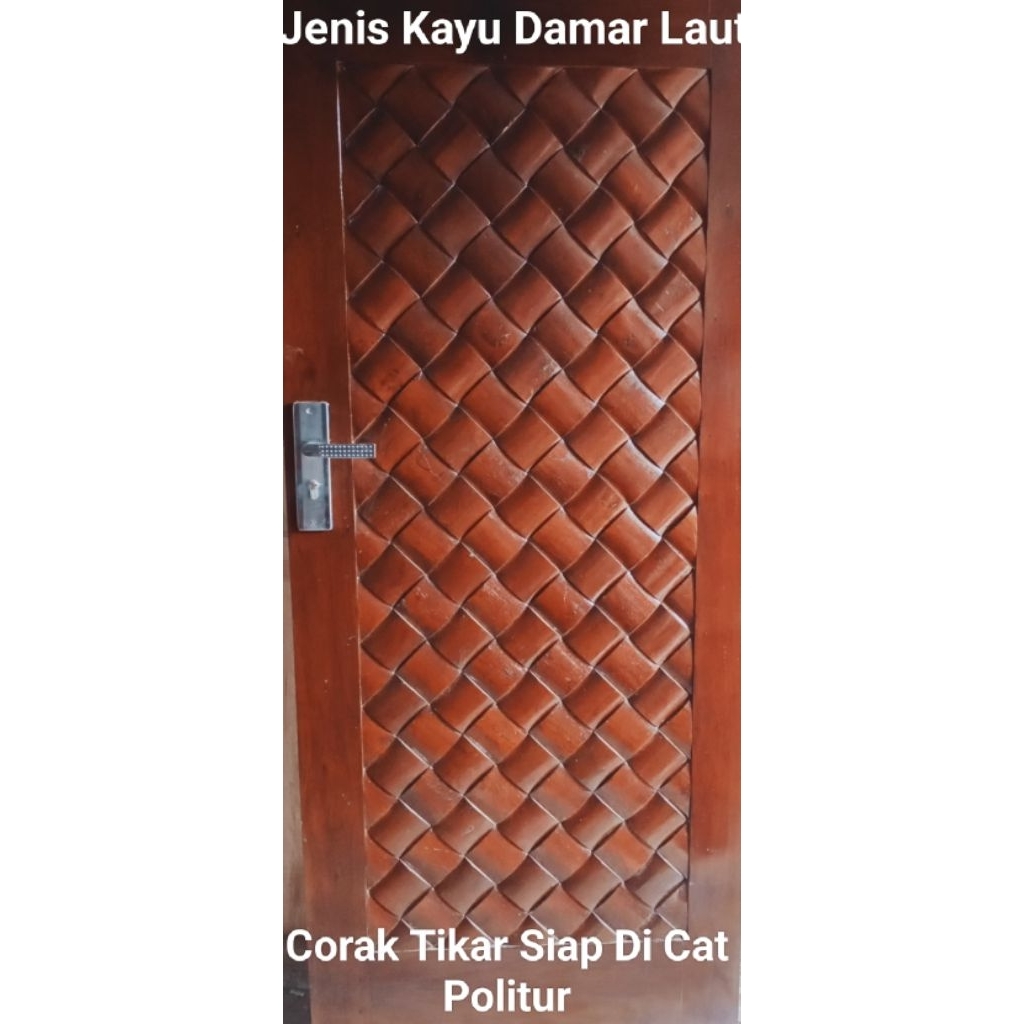 Pintu Kayu Pintu Depan Model Tikar Kayu Damar Laut Siap di Cat Politur