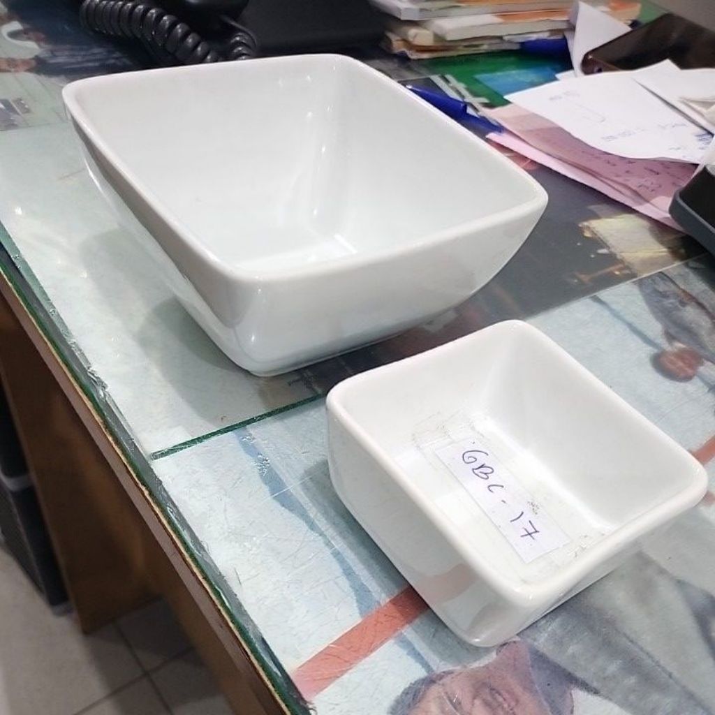 Mangkok Segi Keramik 12cm dan 8cm Mangkok Sop Segi