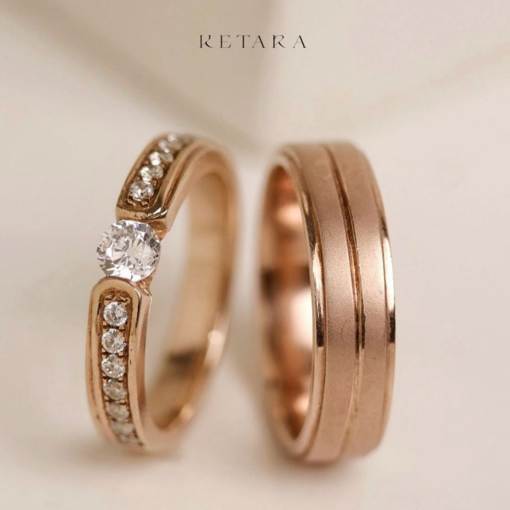 Cincin Kawin Tunangan Cincin Tunangan Cincin Couple Palladium dan Gold