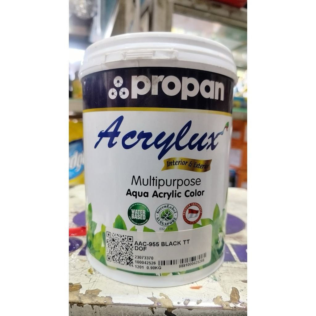 propan acrylux-AAC-955 black dof-1kg-cat waterbased,cat air,acryluc paint,acryluc propan,mudah di ap