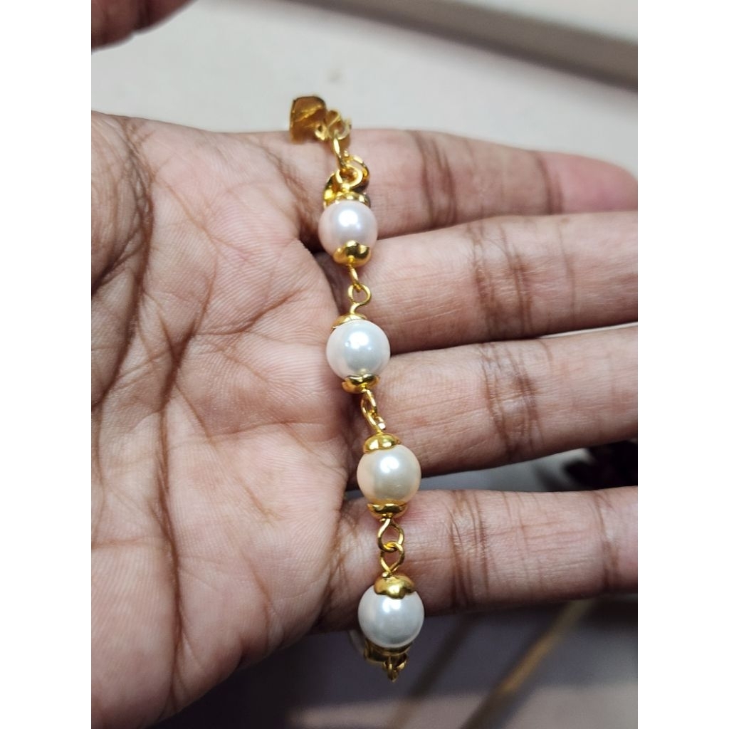 Gelang lilit putih Peach lapis emas