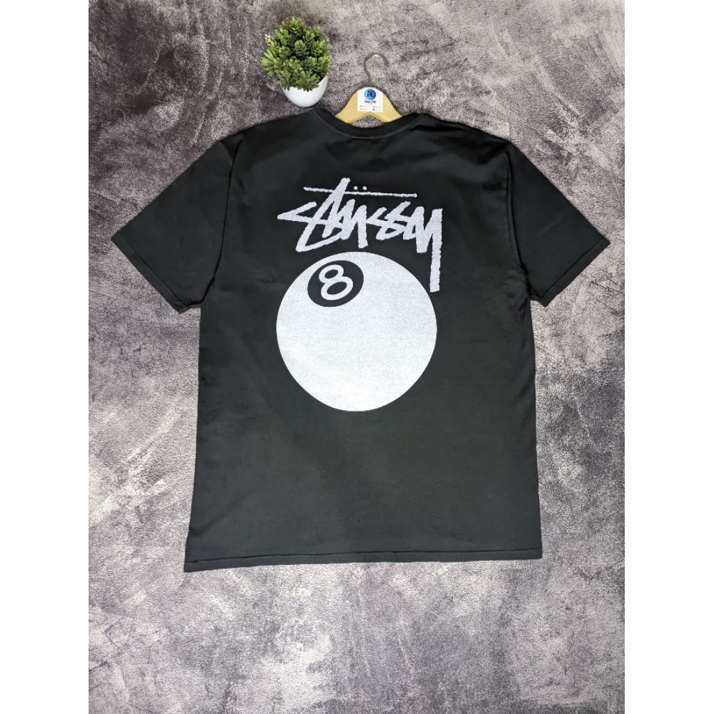 Kaos T-Shirt Tee Stussy 8 Ball Print Black Hitam Size XL Fit XXL Second Original Built Up Full Tag