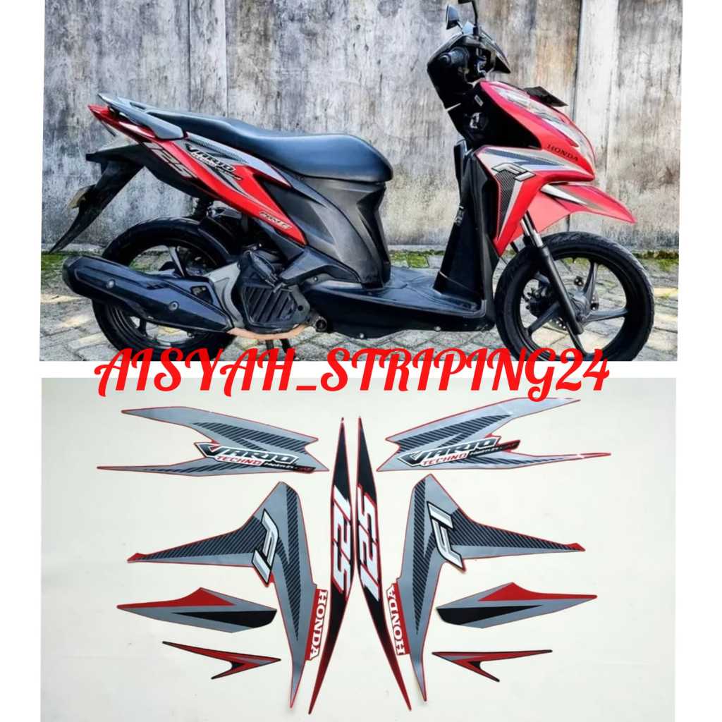 STIKER STICKER STRIPING LIS LES POLET BODY MOTOR HONDA VARIO 125 OLD 2012 2013 MERAH