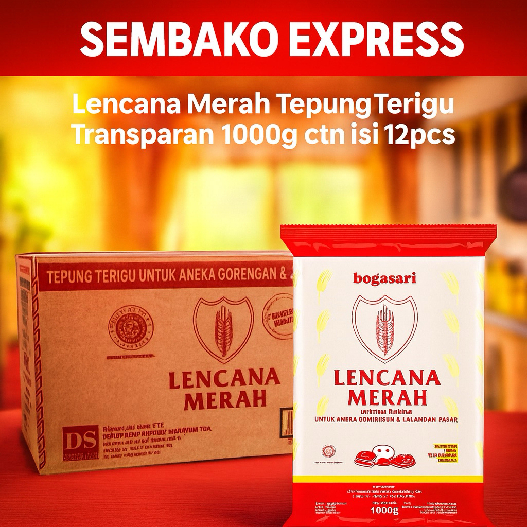 

Lencana Merah Tepung Terigu 1kg – 1 Dus Isi 12pcs (Bogasari) | Sembako Express