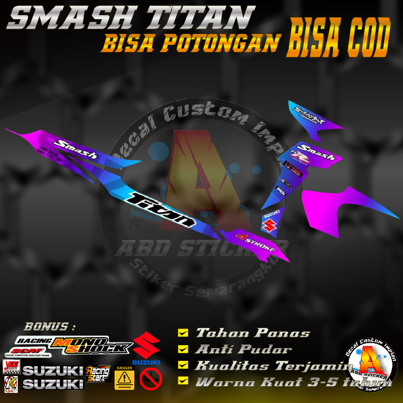 Stiker Decal Motor Suzuki SMASH TITAN - Decal Stiker SMASH TITAN Anti Luntur |KODE A228