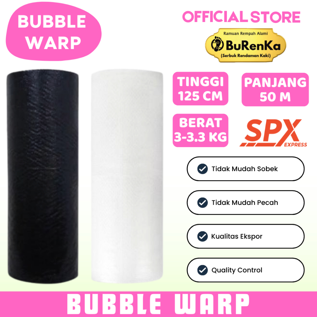 

Bubble Wrap Kualitas PREMIUM Variasi Hitam dan Putih 125x50 ada Crone