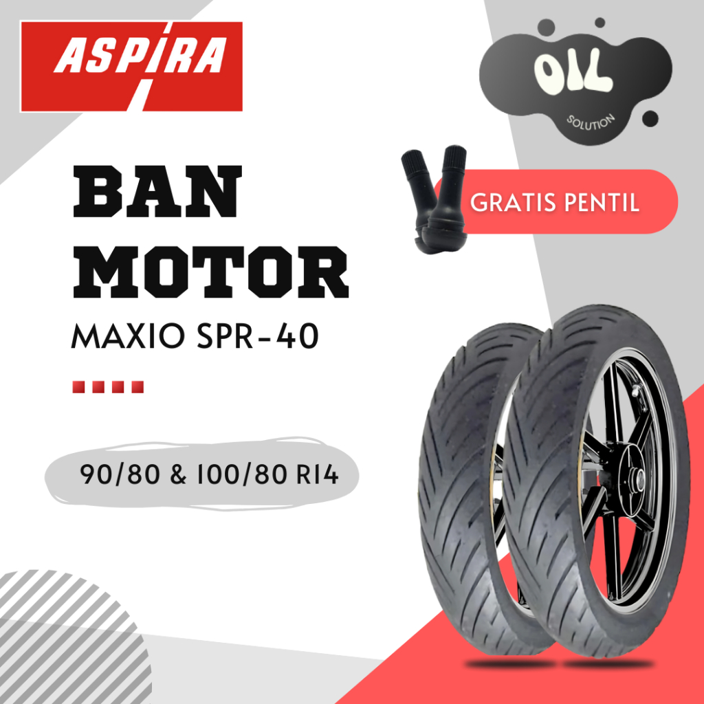 {PAKET SEPASANG} Ban Motor Aspira Maxio SPR-40 90/80-14 & 100/80-14 Tubeless - Ban Motor Aspira SPR4