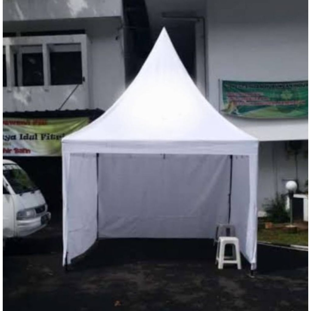 Tenda kerucut ukuran 3x3 atap uno 410 gsm dinding 4 sisi