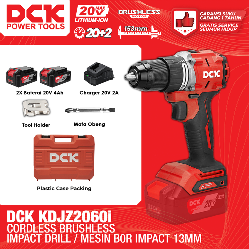DCK KDJZ2060i Cordless Brushless Impact Drill / Mesin Bor Impact Baterai 13mm