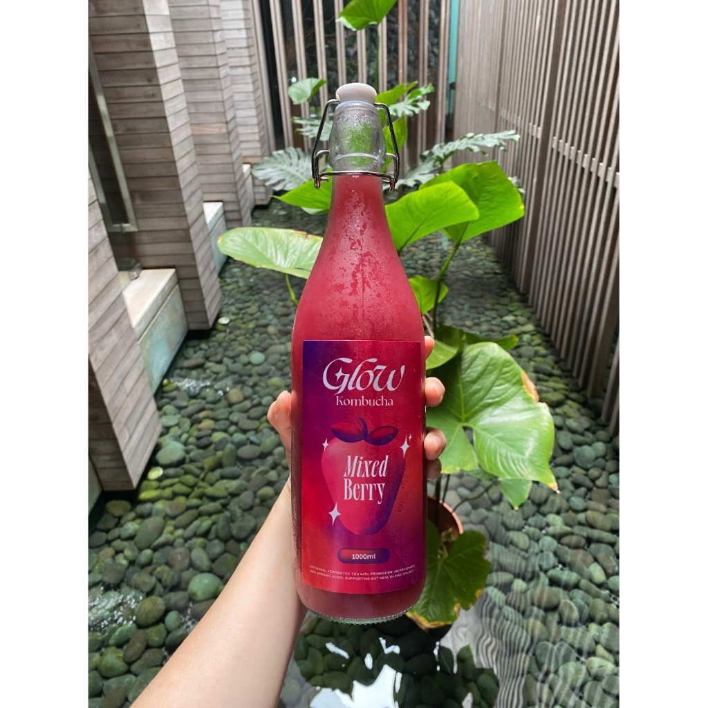 

Mixed Berry Glow Kombucha Teh Prebiotik Sparkling 1 Liter