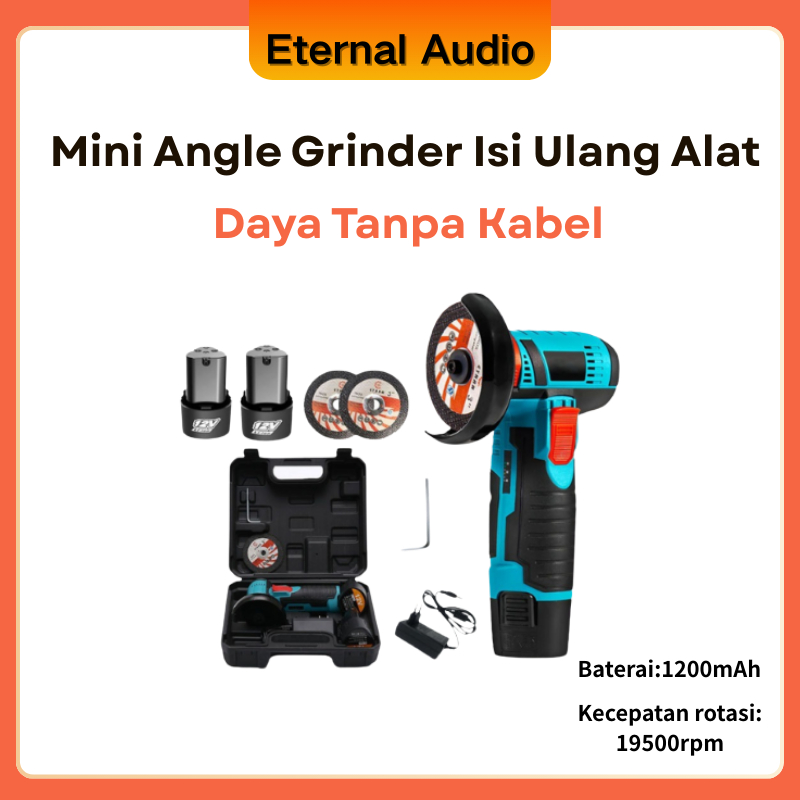 Gerinda Sudut Mini / gerinda tangan baterai / 19500Rpm 12v Mini Angle Grinder Isi Ulang Alat Gerinda
