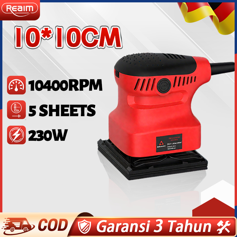 REAIM Mesin Amplas Kayu Listrik Finishing Sander Amplas Tembok Dinding Mesin Penghalus Kayu Tool Mes