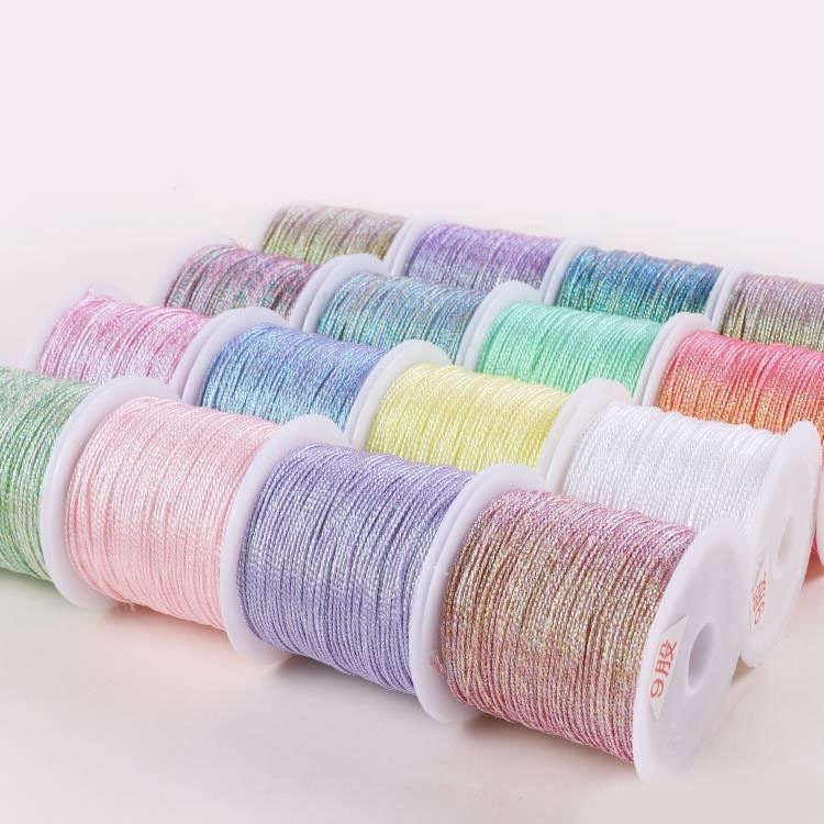 

1 Roll Shine String Metallic 0.4 mm Panjang 50m Kilap Non Elastis Tali Bahan Craft Strap Phone