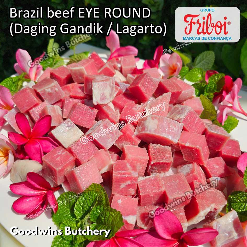 

Beef EYE ROUND diced rendang cuts 1.2kg | Brazil FRIBOI FRIGON Australia WMPG Angus JACK'S CREEK US choice SWIFT IBP daging sapi import gandik lagarto eyeround frozen