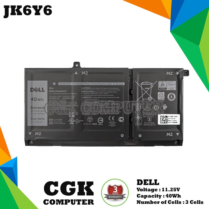 Baterai Laptop Dell Latitude 3410 3510 Vostro 5300 5401 5501 JK6Y6