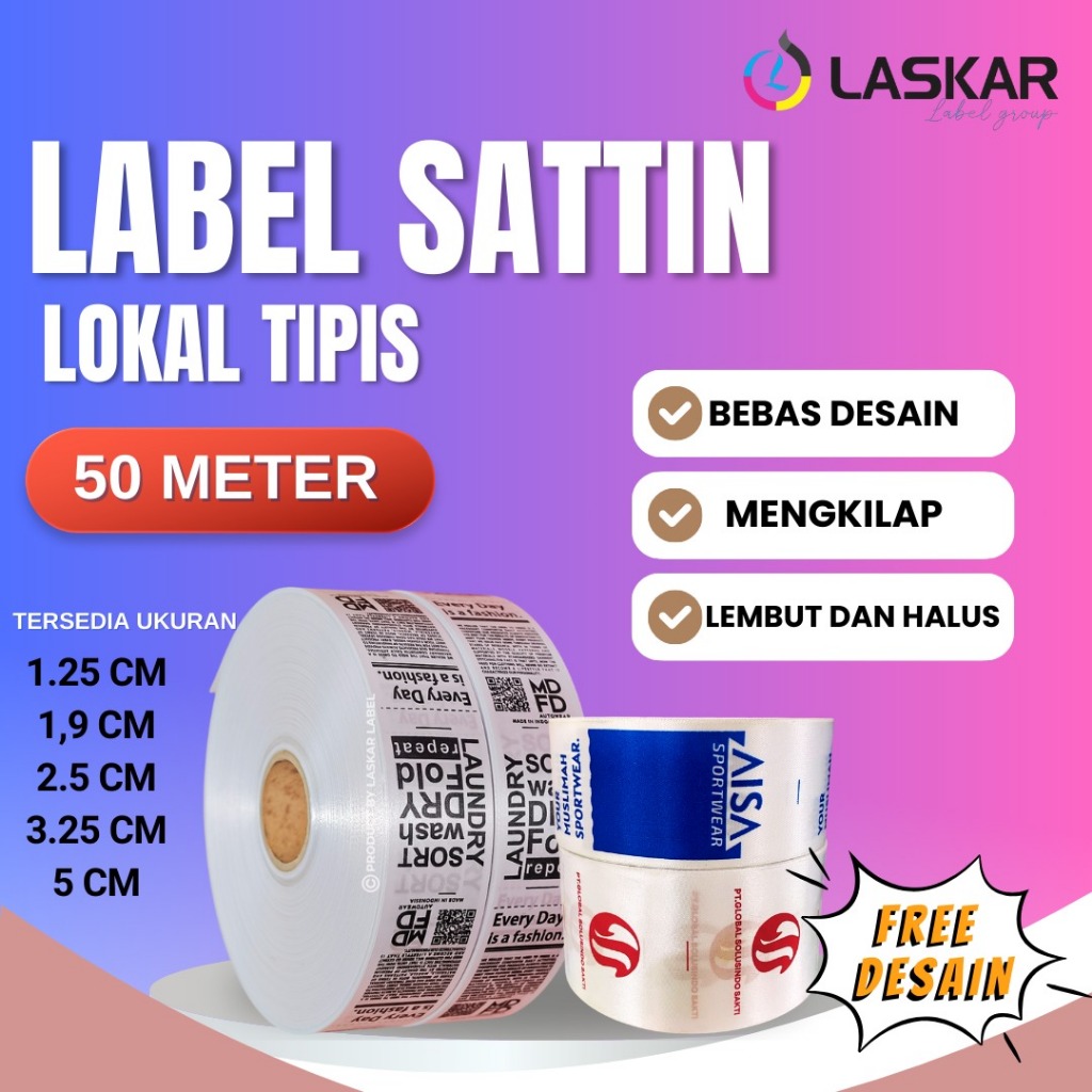

label satin printing lebel tag baju nama sendiri washing care wash taffeta merek