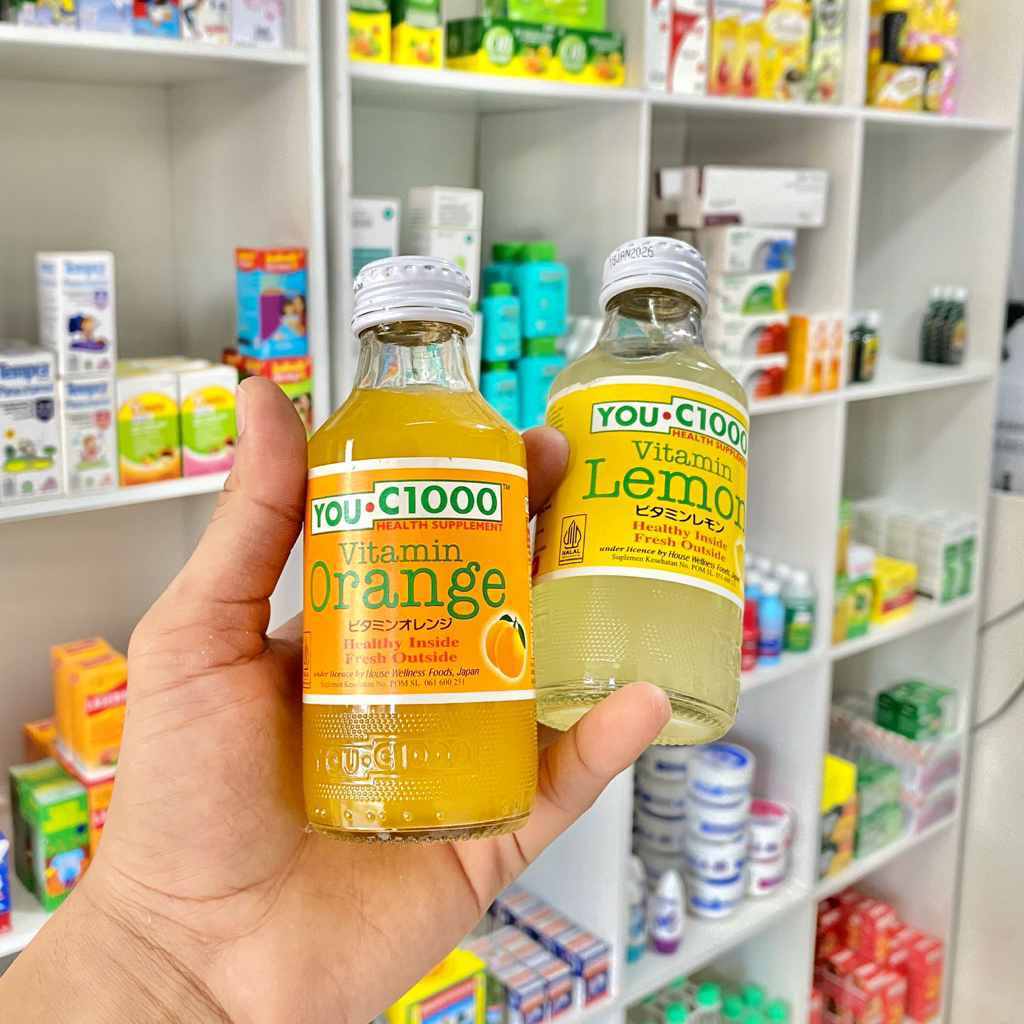 YOU C 1000 ORANGE & LEMON BOTOL KACA 140 ML / C 1000 BOTOL
