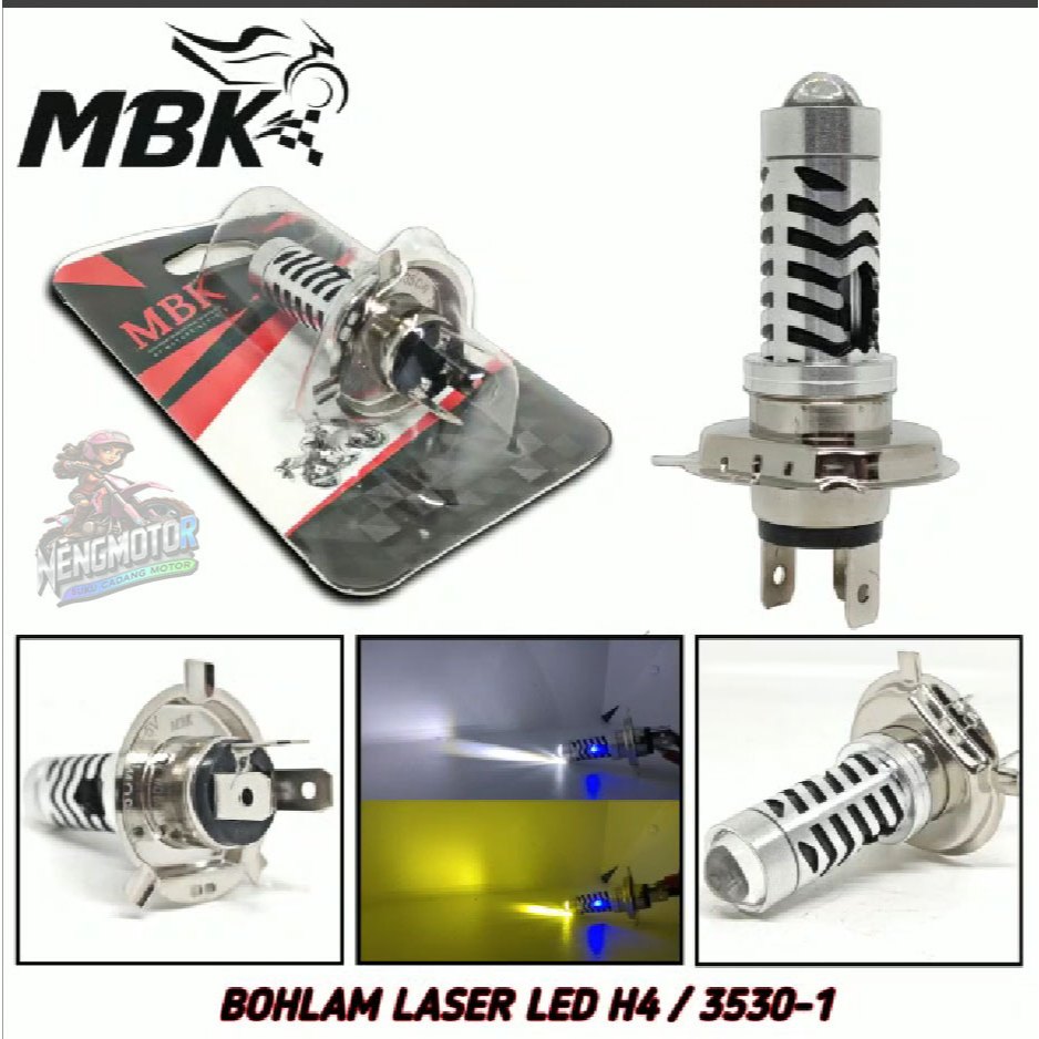 LAMPU LED MOTOR BOHLAM LASER LED H4 3530-1 + SENJA LASERGUN 12V DC VIXION CB 150 MEGAPRO VERZA SCORP