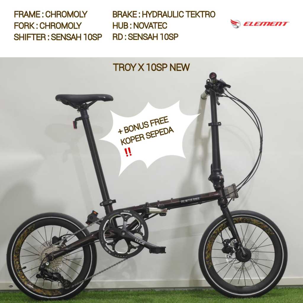 Sepeda Lipat 16 Element Troy 10 Speed + KOPER
