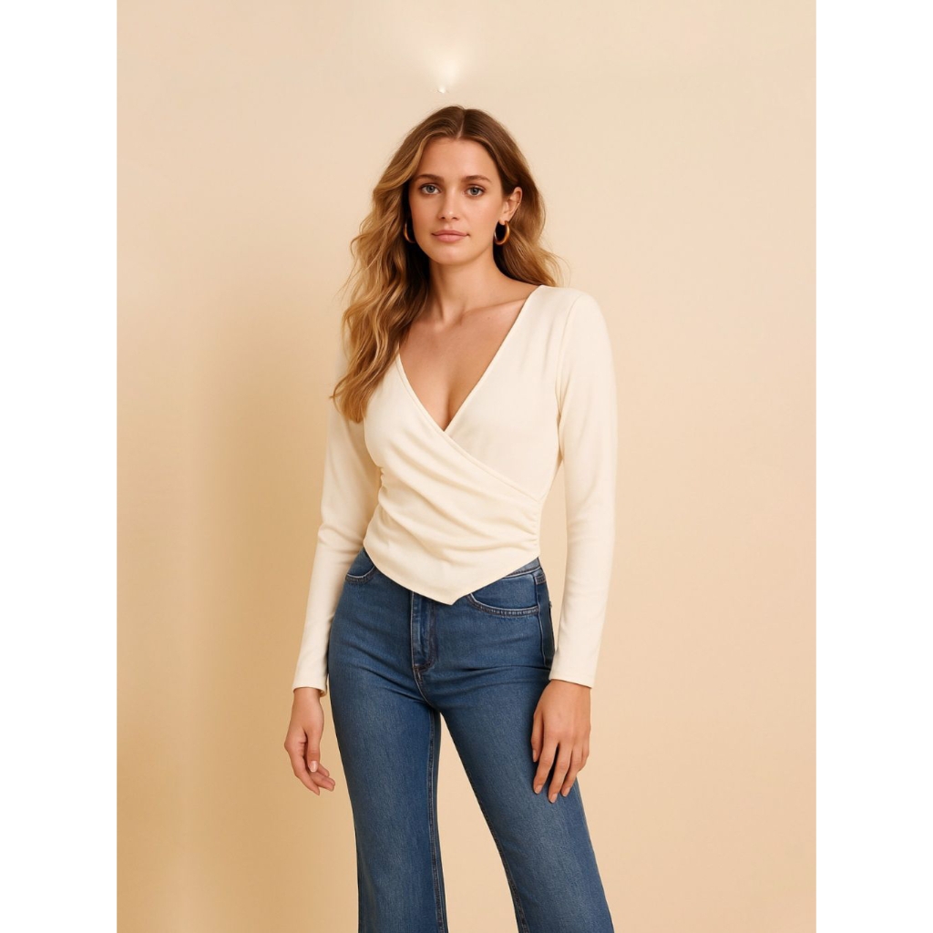 BLUS SATIN HAEM WRAP BLUS