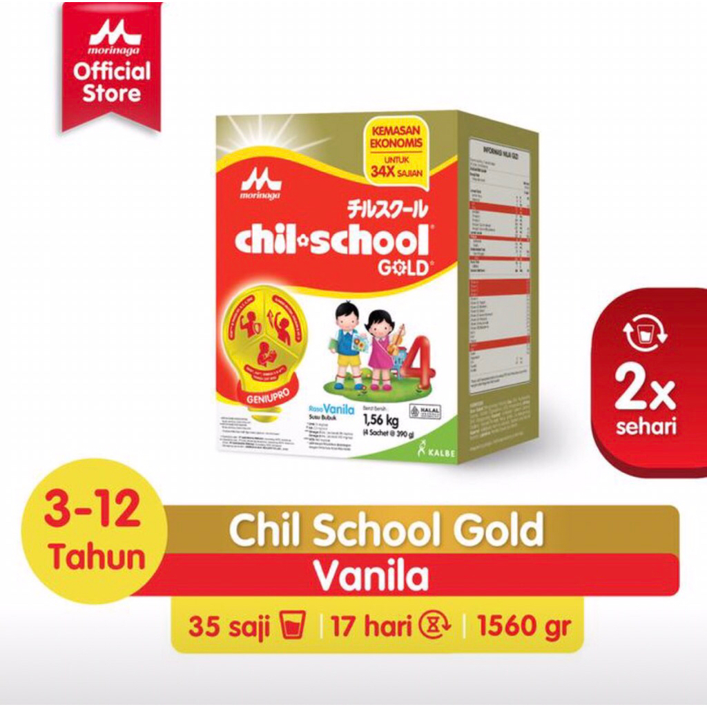 

Morinaga Chil School Gold Geniupro 1560g rasa Vanilla