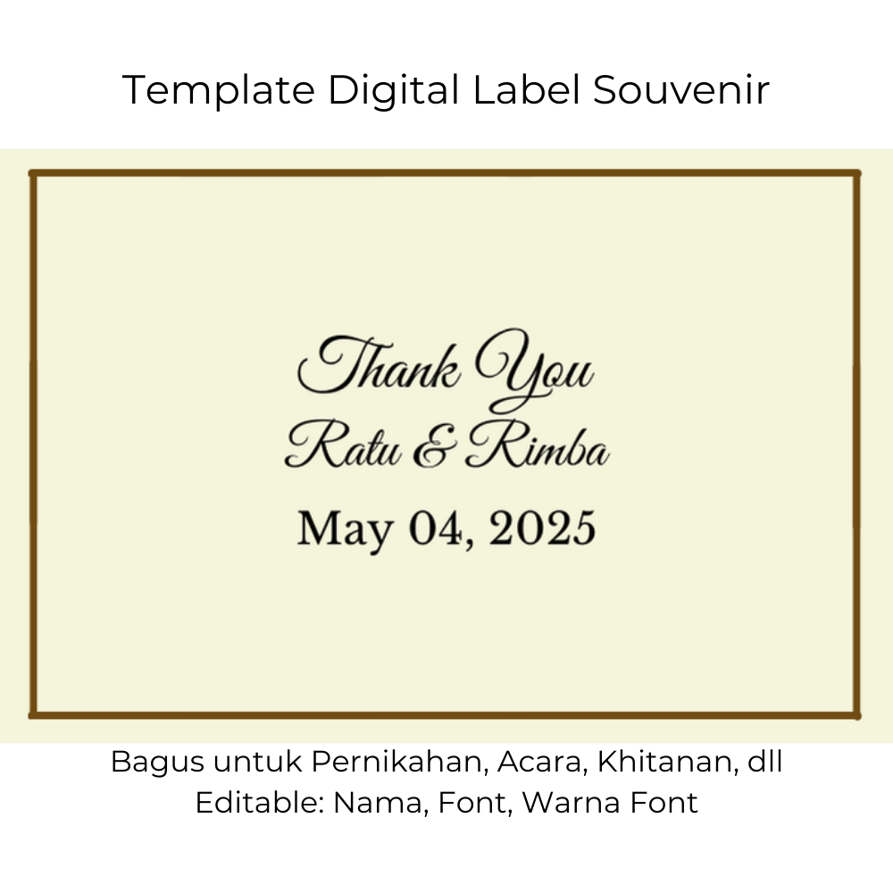 

Label Souvenir Pernikahan Custom – Desain Classic Beige, Nama & Tanggal Bisa Edit