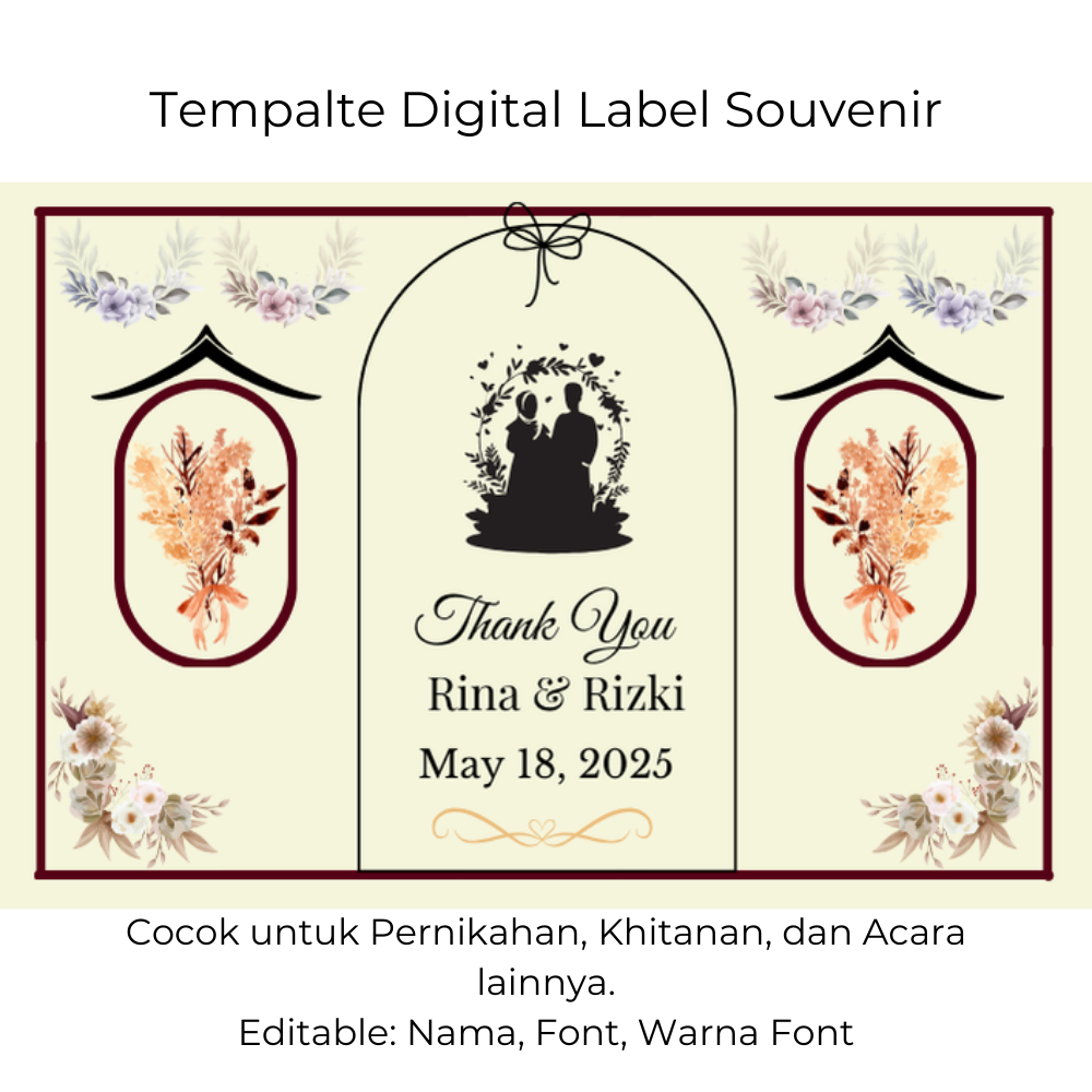 

Label Souvenir Pernikahan Custom – Desain Beige, Nama & Tanggal Bisa Edit