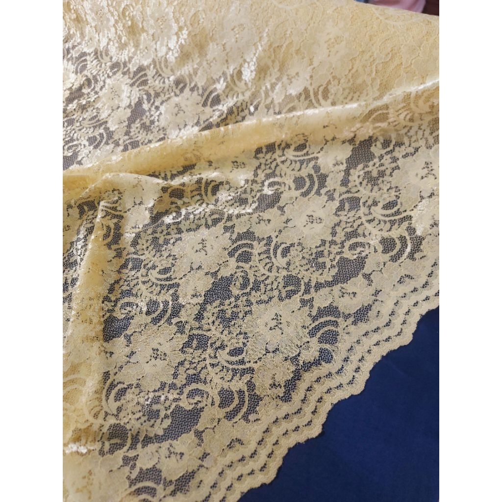 kain brokat premium - kain brokat kebaya - kain brokat original -kain brokat butik (kuning lemon )zr