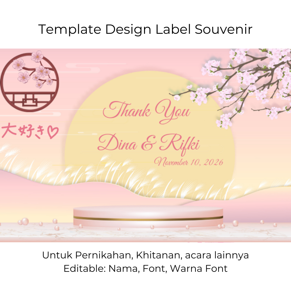

Label Souvenir Pernikahan Custom – Desain Pink Flower Mewah, Nama & Tanggal Bisa Edit