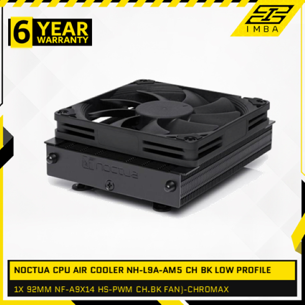 NOCTUA CPU AIR COOLER NH-L9A-AM5 CH BK LOW PROFILE AMD (1X 92MM NF-A9X14 HS-PWM CH.BK FAN) CHROMAX B
