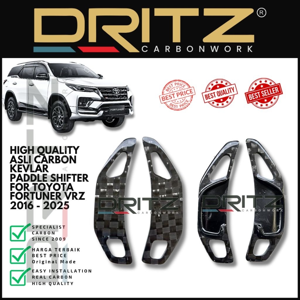 High Quality Asli Carbon Kevlar Panel Padle Shifter Stir Fortuner VRZ 2016 2025 aksesoris interior v
