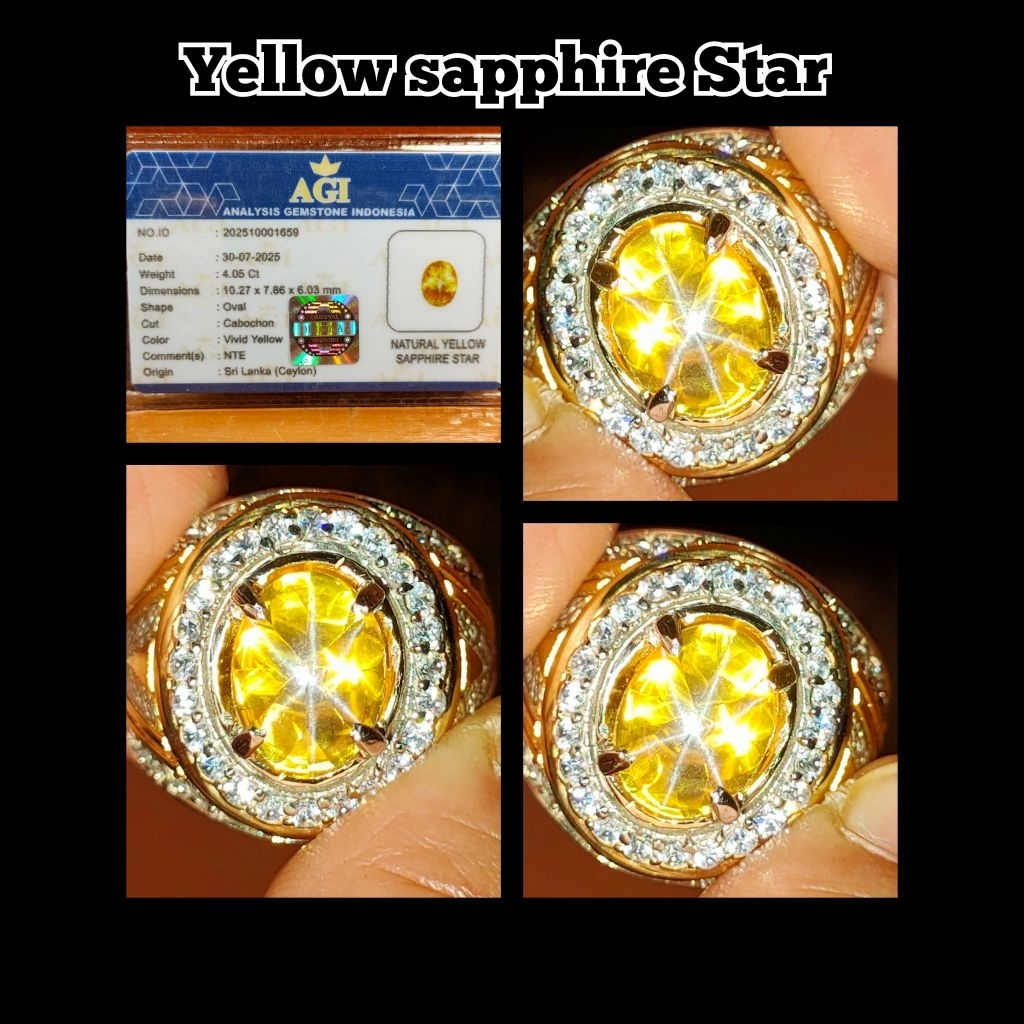 CINCIN BATU PERMATA YELLOW SAPPHIRE STAR CEYLON
