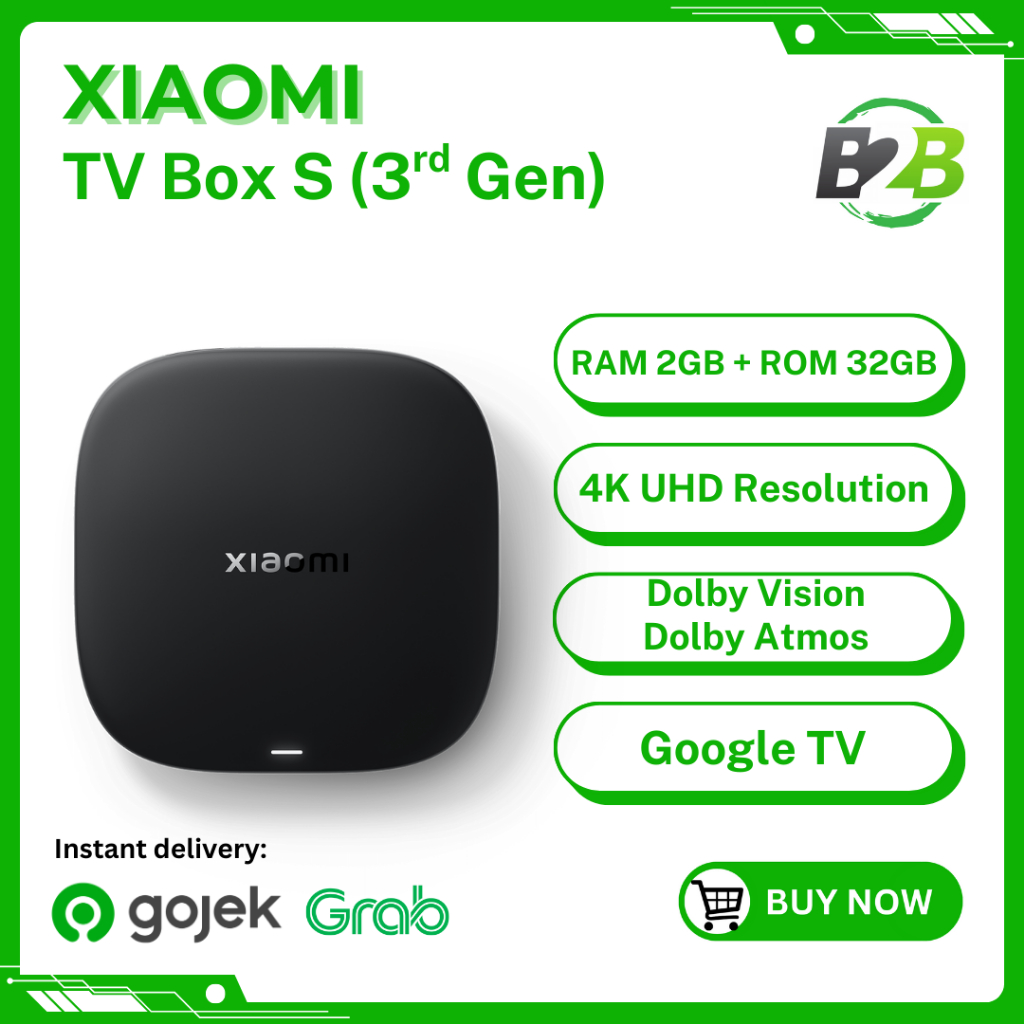 Xiaomi Mi Box S Gen 3 Smart Google TV 2GB + 32GB HDR10 4K Ultra HD Dolby Vision Dolby Atmos TV Box S